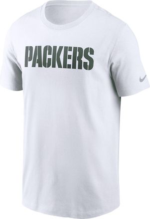 Nike Green Bay Packers Primetime Wordmark Essential Nike Mens NFL T-Shirt in White | N19910A7T-NNM
