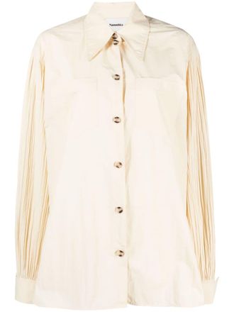 Nanushka Nele pleated-sleeves poplin shirt - women - Organic Cotton/Recycled Nylon - S - Neutrals
