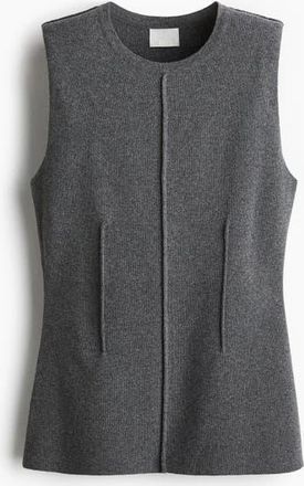 H&M Wool-blend Top in Gray Melange at Nordstrom, Size Xx-Small