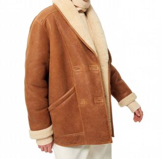 Sessun Montagna Leather Coat In Cognac
