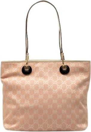 Gucci Pre-owned Tote Bags, female, Pink, Size: ONE SIZE Pre-owned Vintage Canvas Shoulder Bag