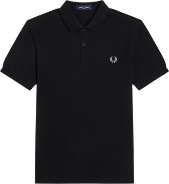 Fred Perry Mens M6000 Plain Polo Shirt Black Cotton - Size X-Large