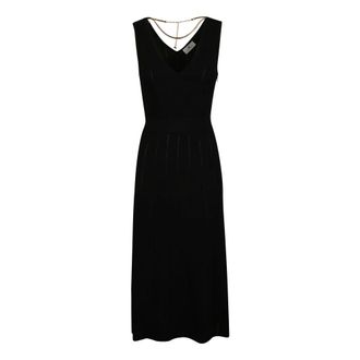 Elisabetta Franchi Midi Dresses, female, Black, Size: M &Agrave; Jour Knit Dress with Jewel Detail