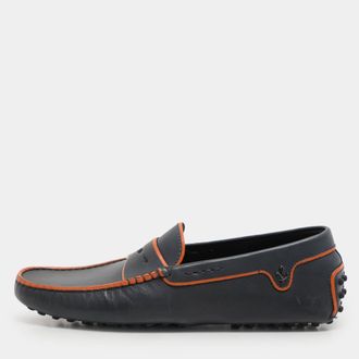 Tod's Tods For Ferrari Blue/orange Leather Penny Loafers