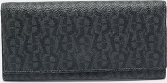 Aigner Black Signature Coated Canvas Flap Continental Wallet