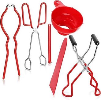 OEM Juego De Embudos, 6 Piezas, Acero Inoxidable, Abrelatas, Embudo De Metal Para Llenar, Incluye Pinzas Para Latas, Incluye Pinzas Para Latas, Rojo