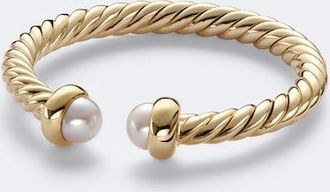 David Yurman Cablespira Flex Micro 18kt gold ring with pearls