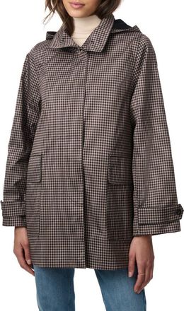 Bernardo Recycled Polyester Rain Coat in Black/beige at Nordstrom Rack, Size Xx-Large