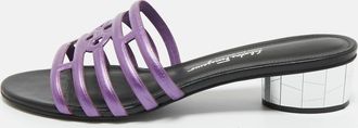 Ferragamo Purple Leather Finn Slide Sandals