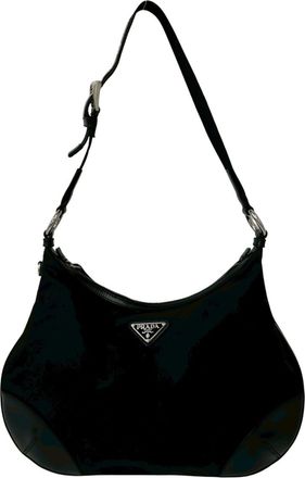 Prada Black Nylon Leather Shoulder Bag Tote Bag (Pre-Owned)