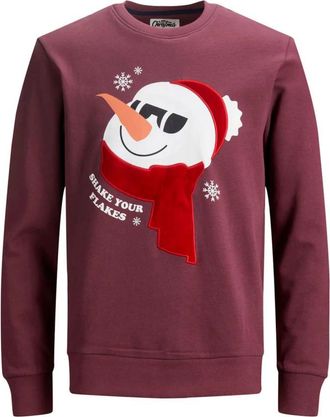 Jack & Jones Print Sweatshirt Bordeaux Herfst/Winter - Heren - Sweatshirts - Rood - XL - Katoen - Hoodies & sweatvesten