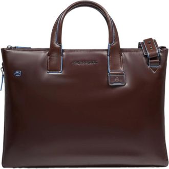 Piquadro Blue Square Expandable Slim Laptop Bag 15.6 - unisex - Laptoptassen - Bruin - ONE Size - Katoen - Tassen