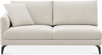 Castlery Lena Left Arm 2 Seater Sofa Customized, Performance Classic Twill Cream, Matte Black Legs, Spill Resistant, Removable Covers for Sofas