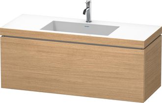 Duravit Lavabo Para Muebles Duravit L-cube C-bonded Con Base, Colgante, 120x48 Cm, 1 Extra&iacute;ble, Sin Rebosadero, 1 Agujero Para Grifo, Color: Decoraci&oacute;n Roble 