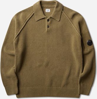 C.P. Company Men s Chenille Cotton Polo Knit Sweater Ermine