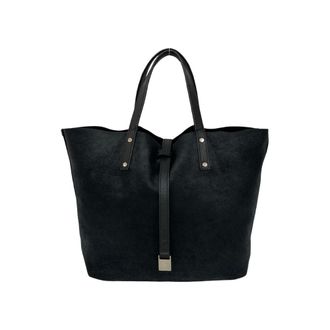 Tiffany & Co. Black Leather Handbag Tote Bag (Pre-Owned)