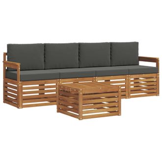 vidaXL Conjunto De Sof&aacute;s De Exterior 5 Pcs Natural Y Antracita Vidaxl