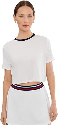 SPLITS59 Djuna Crop Ringer Womens Clothing White/Indigo : XL, Elastane