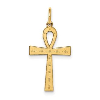 Diamond2Deal 14k Yellow Gold Laser Designed Ankh Cross Charm Pendant