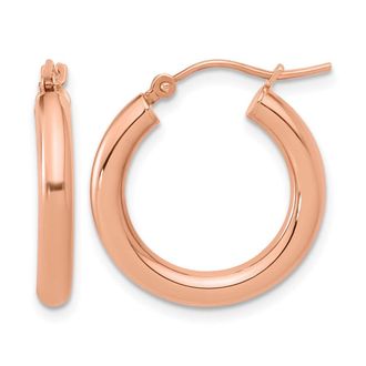 Diamond2Deal 14K Rose Gold 3mm Round Shape Hoop Earrings