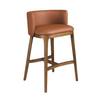 Angel Cerd&aacute; Brown Leatherette Kitchen Stool, Walnut-Veneered Legs