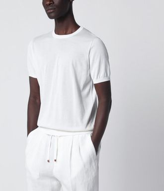 Drumohr Crew neck t-shirt in milky white cotton