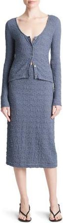Vince Smocked Cotton Blend Midi Skirt in Dark Sea Steel at Nordstrom Rack, Size Small
