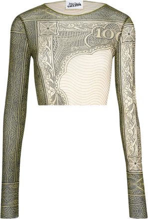 Jean Paul Gaultier long-sleeves printed crop top - Toni neutri