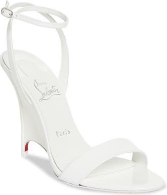 Christian Louboutin Zeezeenella Wedge Sandal in Bianco/Bianco at Nordstrom, Size 10.5Us