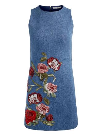 Alice & Olivia Cade embroidered-floral mini dress - Blue