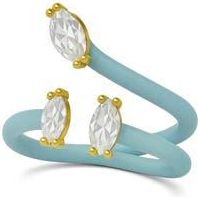 House of Frosted Faux Stack Enamel & White Topaz Ring in Teal Enamel/White Topaz at Nordstrom Rack, Size 7