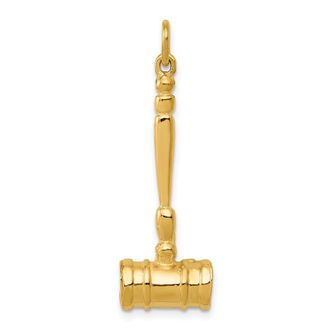 Diamond2Deal 14k Yellow Gold 3-D Gavel Charm