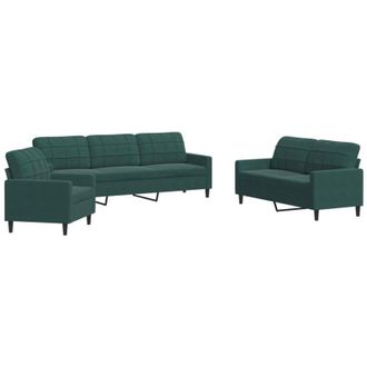 vidaXL Vidaxl - Juego De Sof&aacute;s Con Cojines 3 Piezas Terciopelo Verde Oscuro