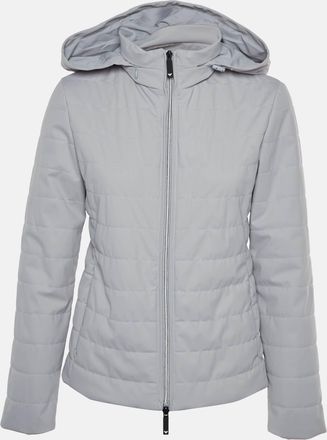 Emporio Armani Light Grey Synthetic Hooded Quilted Jackets