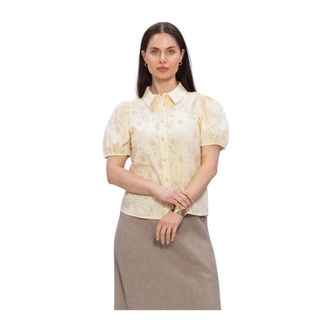 Freebird by Steven Wv-Flower-Embro-26-1 Blouse - Dames - Blouses & Shirts - Beige - Maat: L Katoen