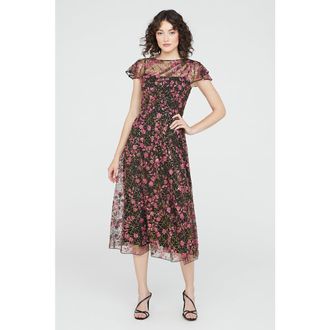 Theia Mariah Beaded Cocktail Dress in Black/zinnia at Nordstrom, Size 10