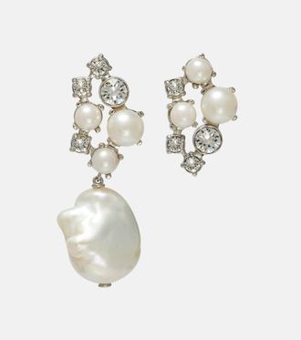 Givenchy Crystal Pearl asymmetric earrings