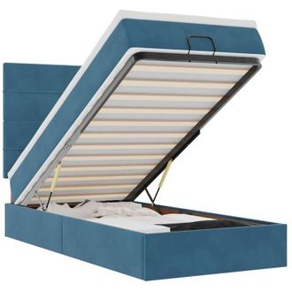 vidaXL Vidaxl - Estructura De Cama Otomana Colchones Terciopelo Azul Oscuro