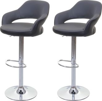 Hhg Hhg - Nunca Usado] Juego De 2 Taburetes De Bar 261, Taburete De Bar Taburete De Mostrador Taburete Giratorio, Con Respaldo Imitaci&oacute;n Cuero, Gris-negro