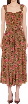 Amanda Uprichard Silke Midi Dress In Evening Rose Print