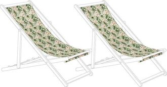 Beliani Conjunto De 2 Telas De Poli&eacute;ster Multicolor Para Tumbona De Jard&iacute;n Patr&oacute;n Floral Moderno Exterior Anzio / Avellino