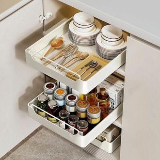 OEM Caj&oacute;n Extra&iacute;ble Para Cocina - Organizador Extra&iacute;ble Sin Necesidad De Taladrar - Dimensiones: 43 X 25 X 7 Cm - Mecanismo De Deslizamiento Suave Y Silen