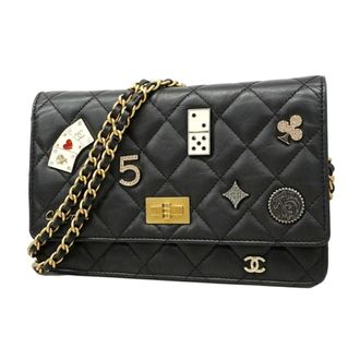 Chanel Black Leather Chain/Shoulder Wallet (Pre-Owned)