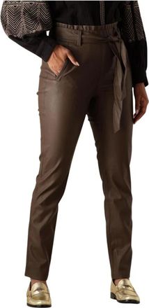 Knit-ted Broeken, Dames, Bruin, XS, Bruine Leren Broek Francis Pant