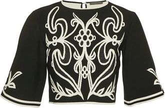 Alexander McQueen 2024 floral-embroidered top - Black