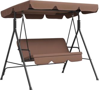OEM Balanc&iacute;n De Jard&iacute;n Exterior Columpio De 3 Plazas Con Toldo Ajustable Y Marco De Acero Para Terraza 172x110x153 Cm Marr&oacute;n