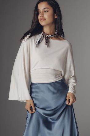 Reformation Avery Knit Long-Sleeve Tie-Back Top