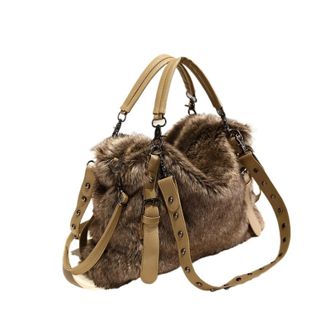 Generic Compatible For Totes Shoulder Bags Women Winter Plush Messenger Bag Luxury Handbag And Purse Warm Satchels