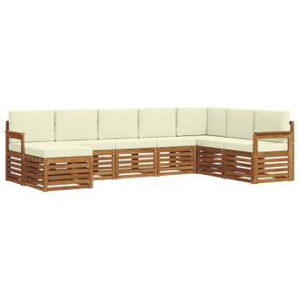 vidaXL Conjunto De Sof&aacute;s De Exterior Con Coj&iacute;n 8 Pcs Natural Y Crema Vidaxl