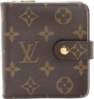 Louis Vuitton Brown Monogram Canvas Zipped Compact Wallet (Authentic Pre- Loved)